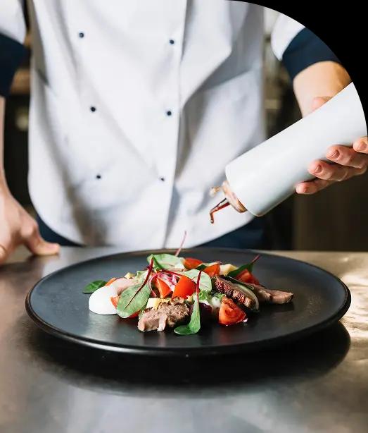 Chef plating dish